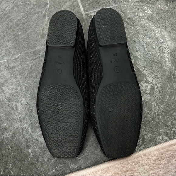 Vivaia Square-Toe V-Cut Flats Black Silver Size 39 US8 Margot Comfort Shoe - Picture 10 of 16